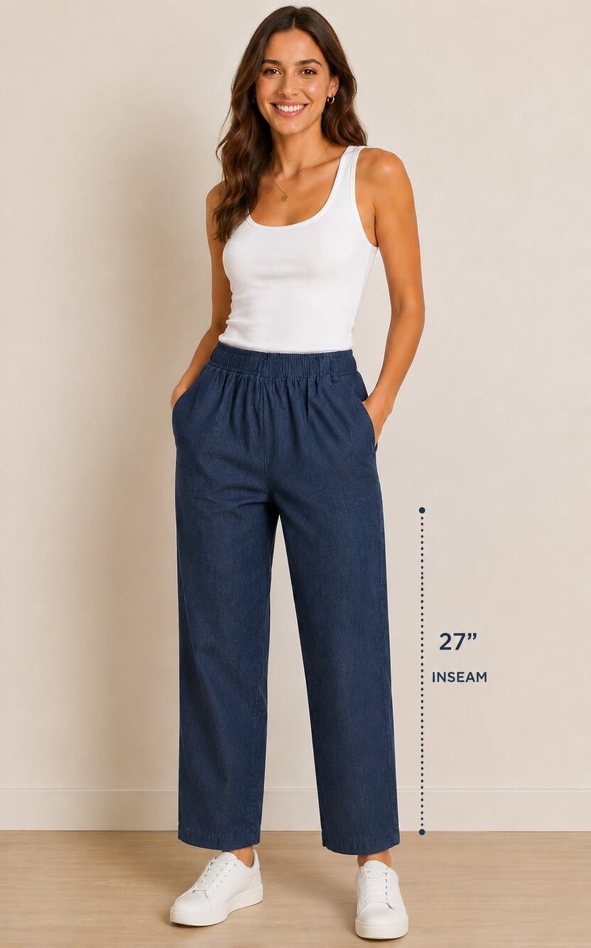 Allison daley sz 14 navy blue pocket pull on pants elastic waist EUC comfort